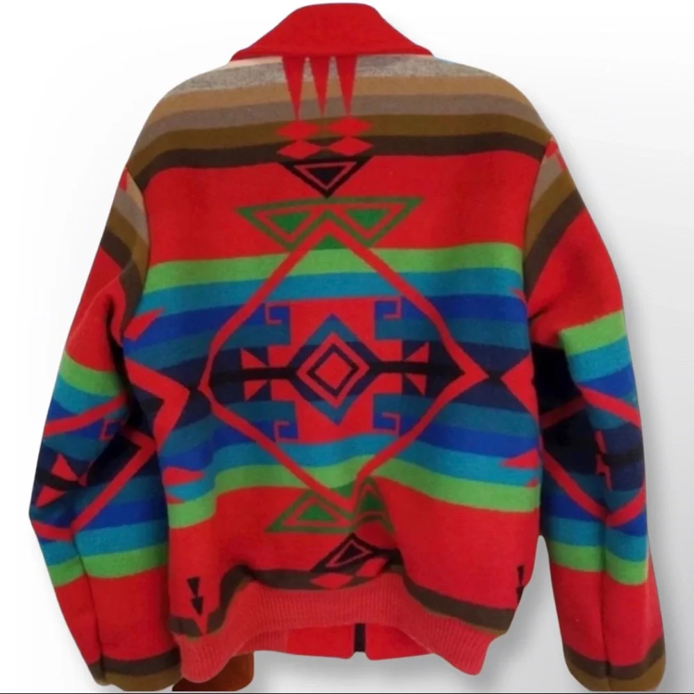 Vintage Pendleton Western Aztec Wool Bomber Jacket - Picture 2 of 6